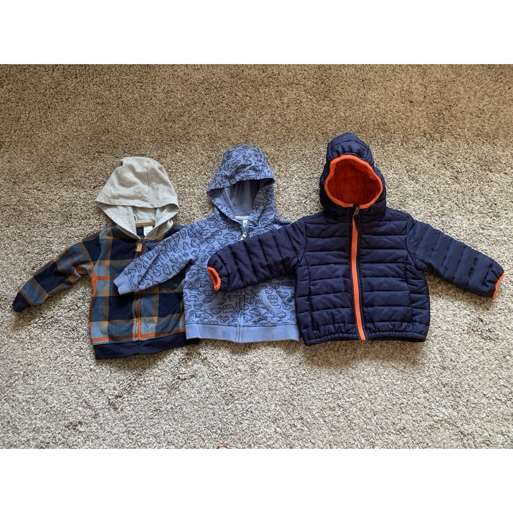 Lot Of 3 Toddler Boys Jackets Size‎ 18 Mo. Full Zip Hood